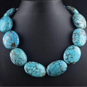 1,500 Carat Oval Shaped Turquoise Stone Necklace